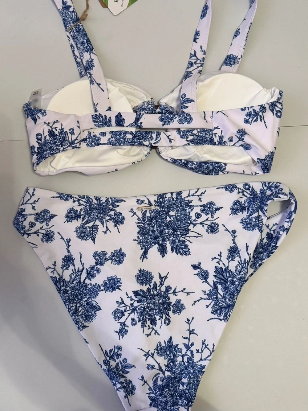 White & Blue Floral Two-Piece Bikini Set